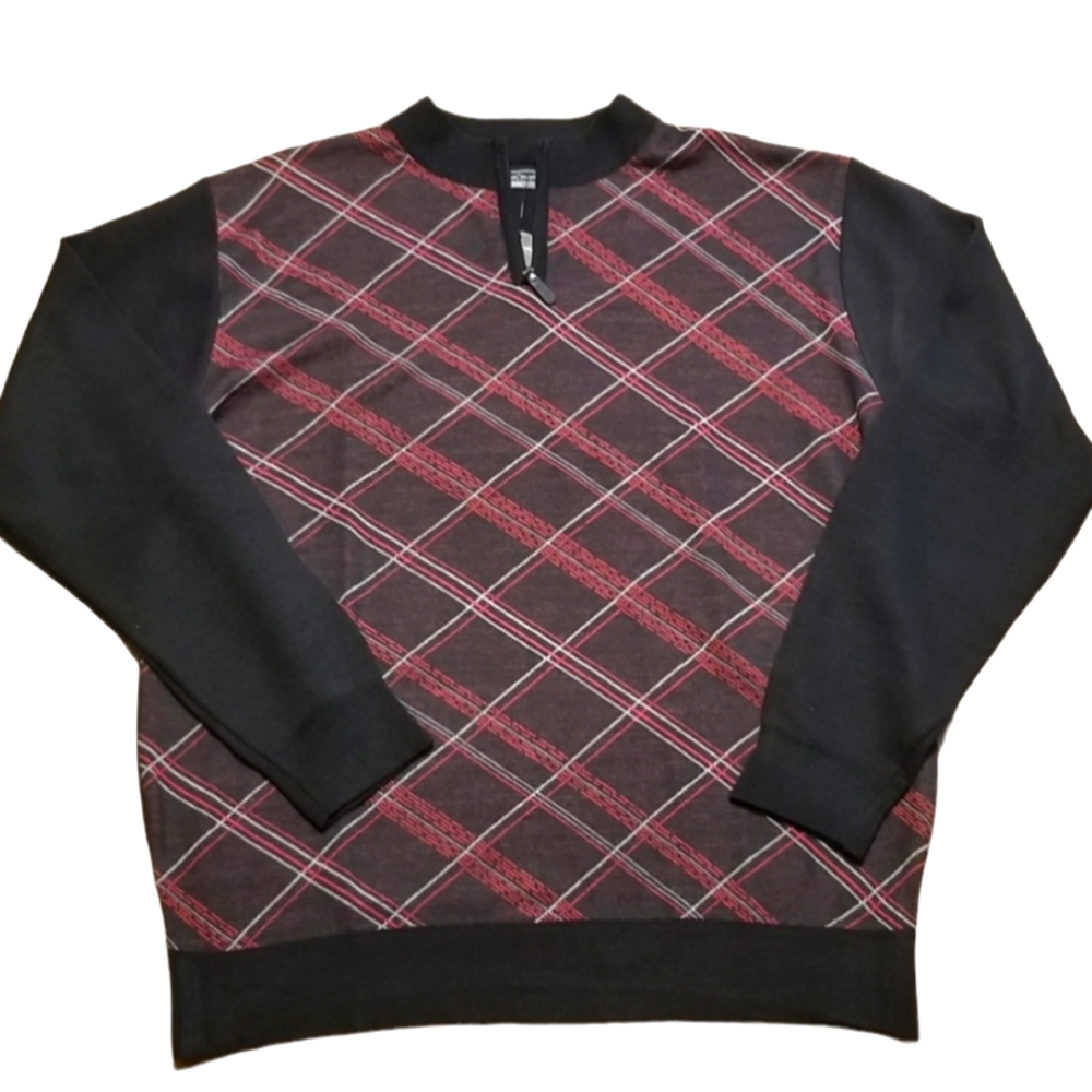Men's Enzo Cavalleri Partial Zip Mock Neck Sweater